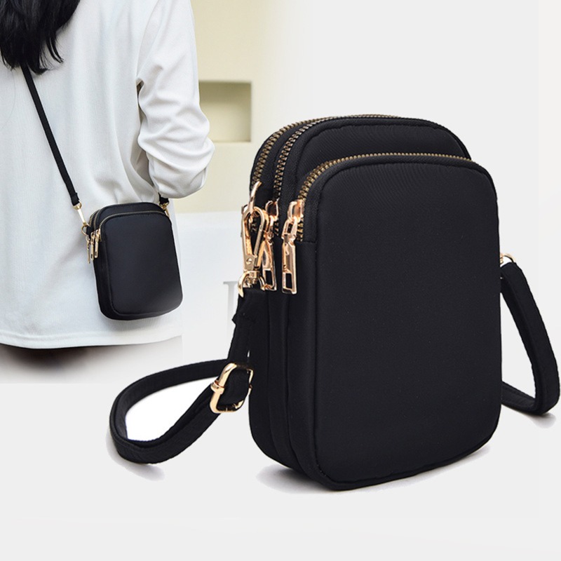 Accordion Wallet Zip - ミニマリストデザインの縦型クロスボディフォンバッグ、男女兼用、軽量ナイロン製ショルダーバッグ、ジッパー付きコンパクトコインホルダー付きスリングバッグ