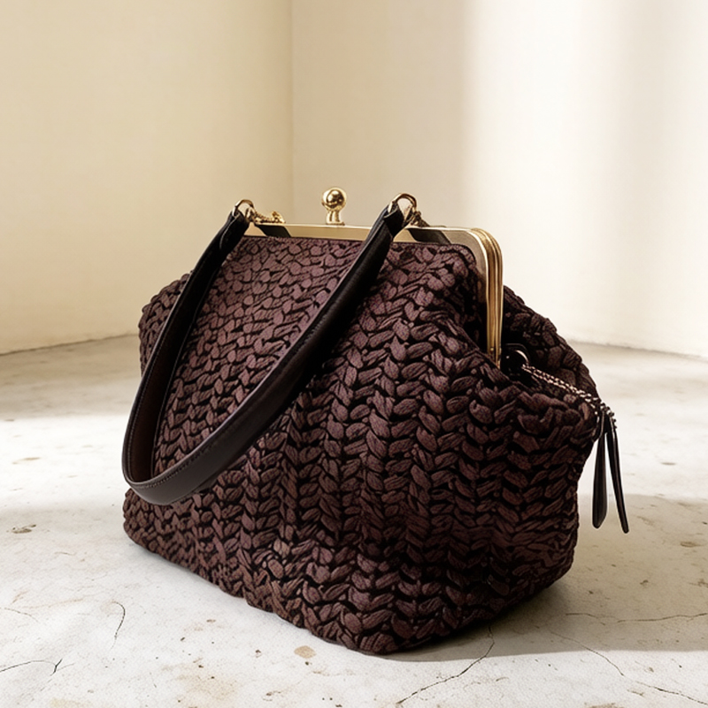 手織りキスロックフレームショルダーラフィアビーチバッグ女性用 - Luxury Bags Collection のレビューと価格