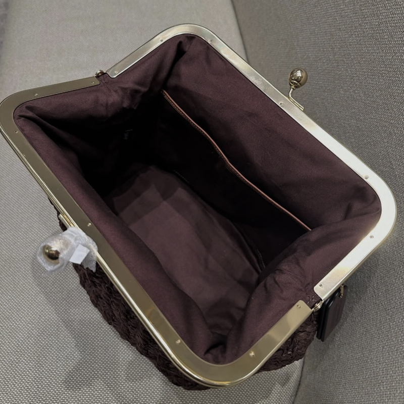 手織りキスロックフレームショルダーラフィアビーチバッグ女性用 - Luxury Bags Collection のレビューと価格