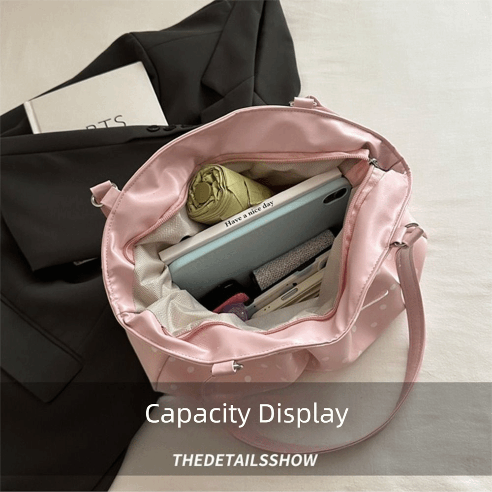 ポルカドット柄ポルカドットショルダーバッグ、ジッパー開閉、バ - Structured Handbag Top Handle のレビューと価格