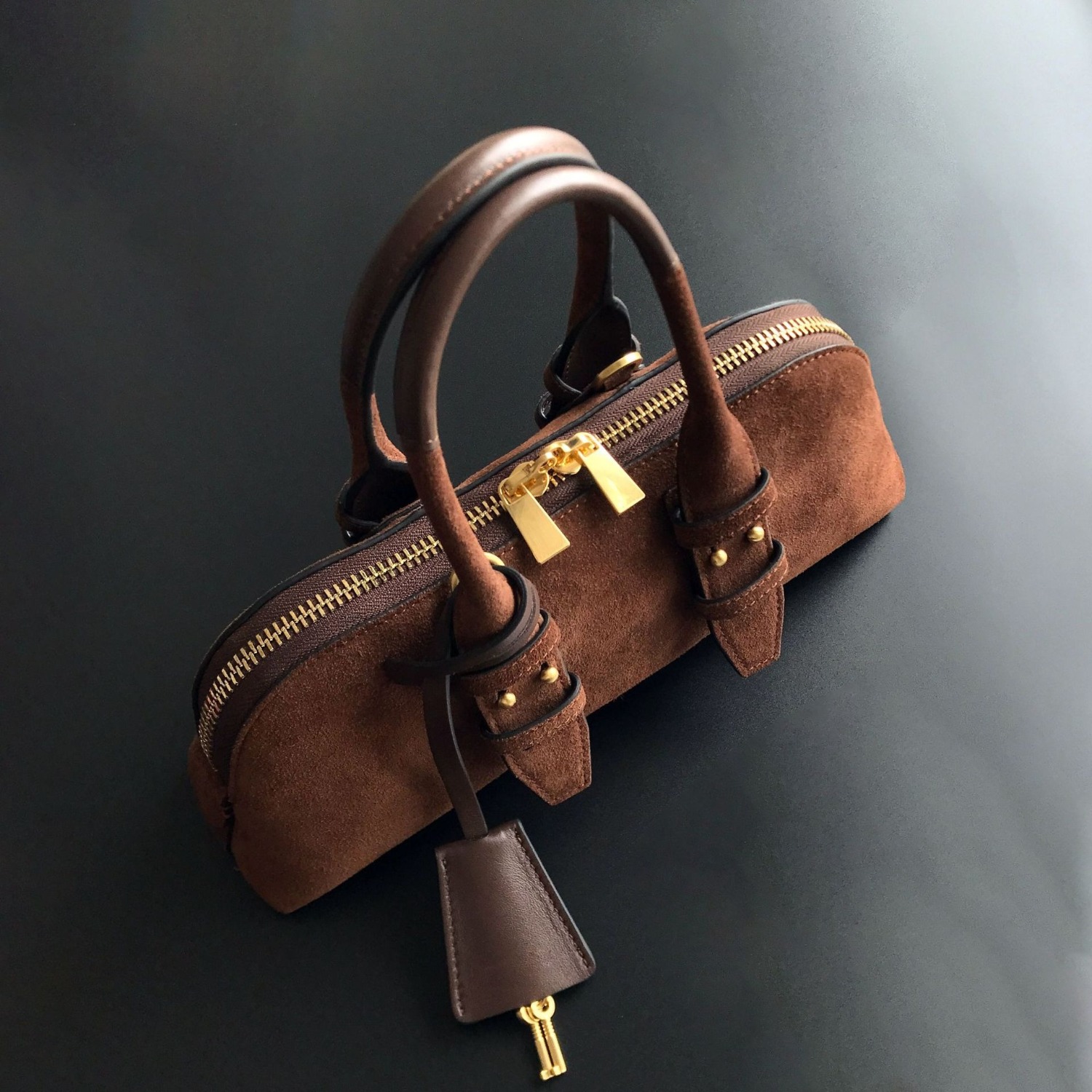 女性用本革ボーリングバッグ、ヴィンテージトップハンドルハンド - Structured Handbag Top Handle のレビューと価格