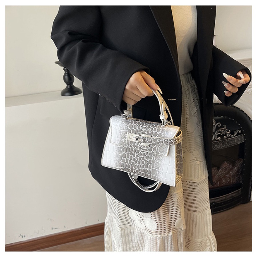 女性用ストラクチャードトップハンドルハンドバッグ、クロコダイ - Structured Handbag Top Handle のレビューと価格