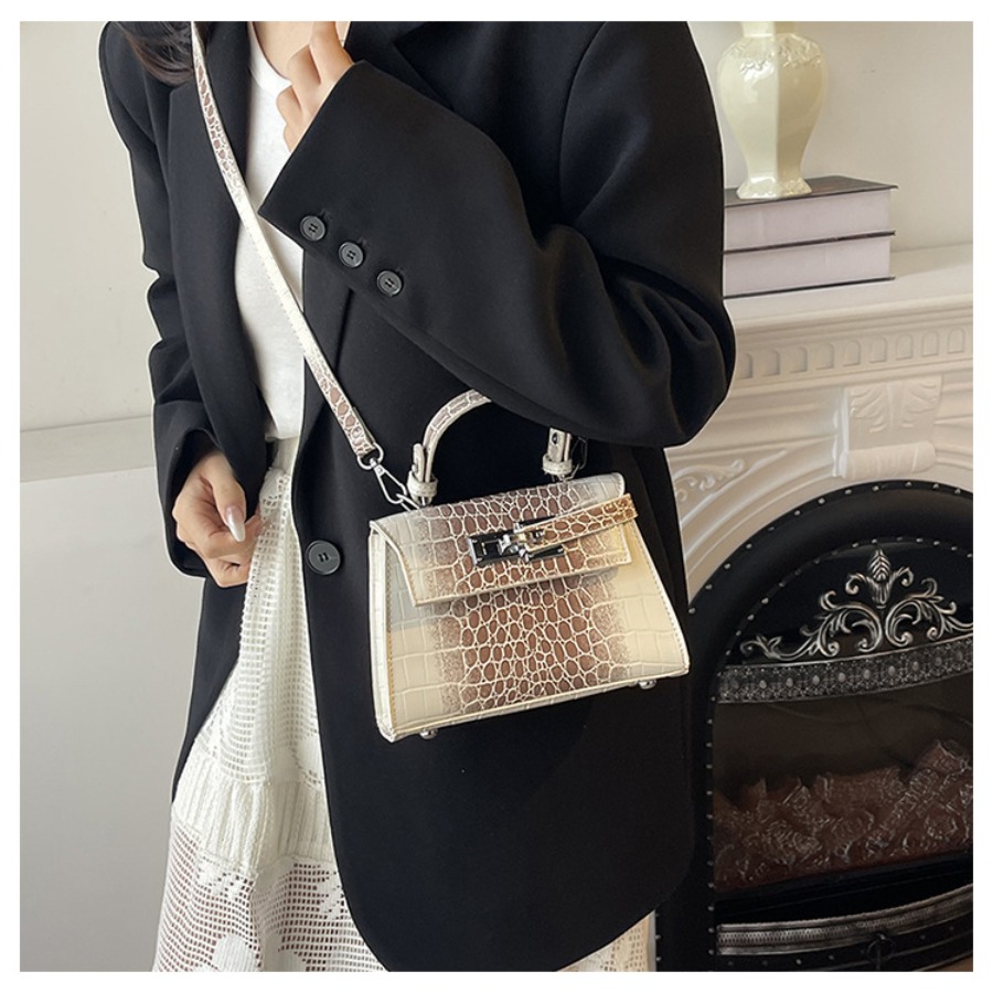 女性用ストラクチャードトップハンドルハンドバッグ、クロコダイ - Structured Handbag Top Handle のレビューと価格