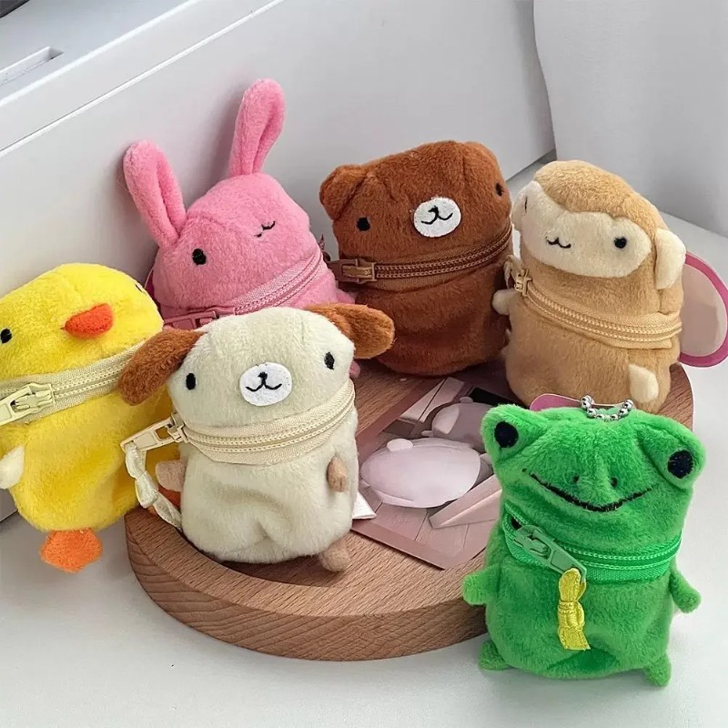 かわいいピンクのふわふわウサギのコインケースキーホルダー漫画 - Accordion Wallet Zip のレビューと価格
