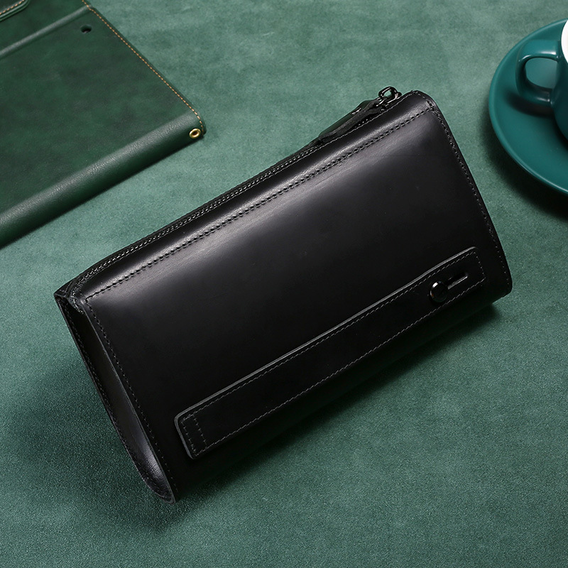 メンズクラッチロングハンドバッグビジネスヴィンテージ牛革男性 - Accordion Wallet Zip のレビューと価格