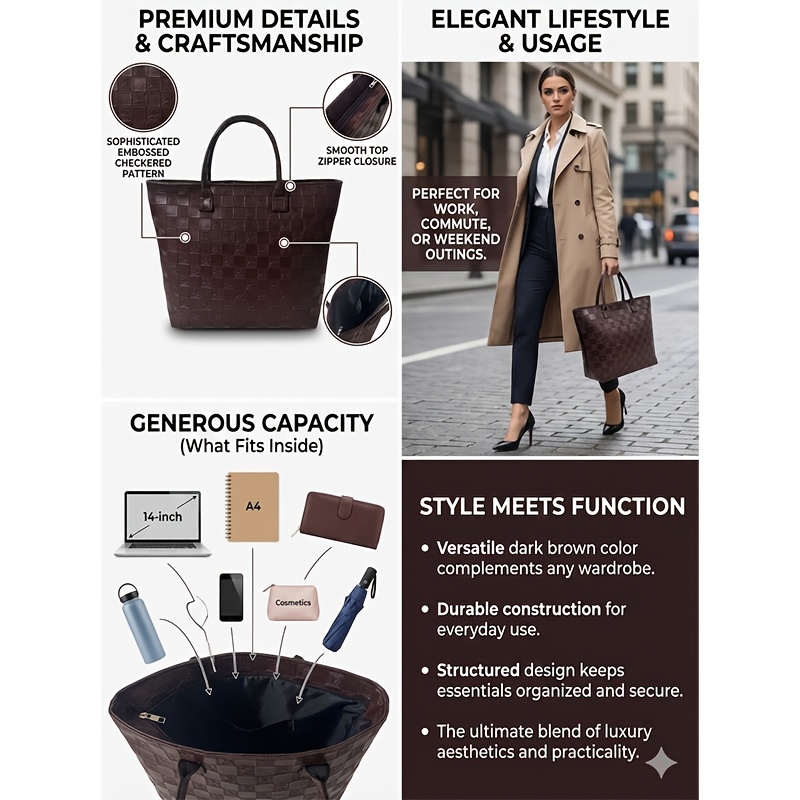 ライトラグジュアリー ディープブラウン キルティング柄 レデ - Luxury Bags Collection のレビューと価格