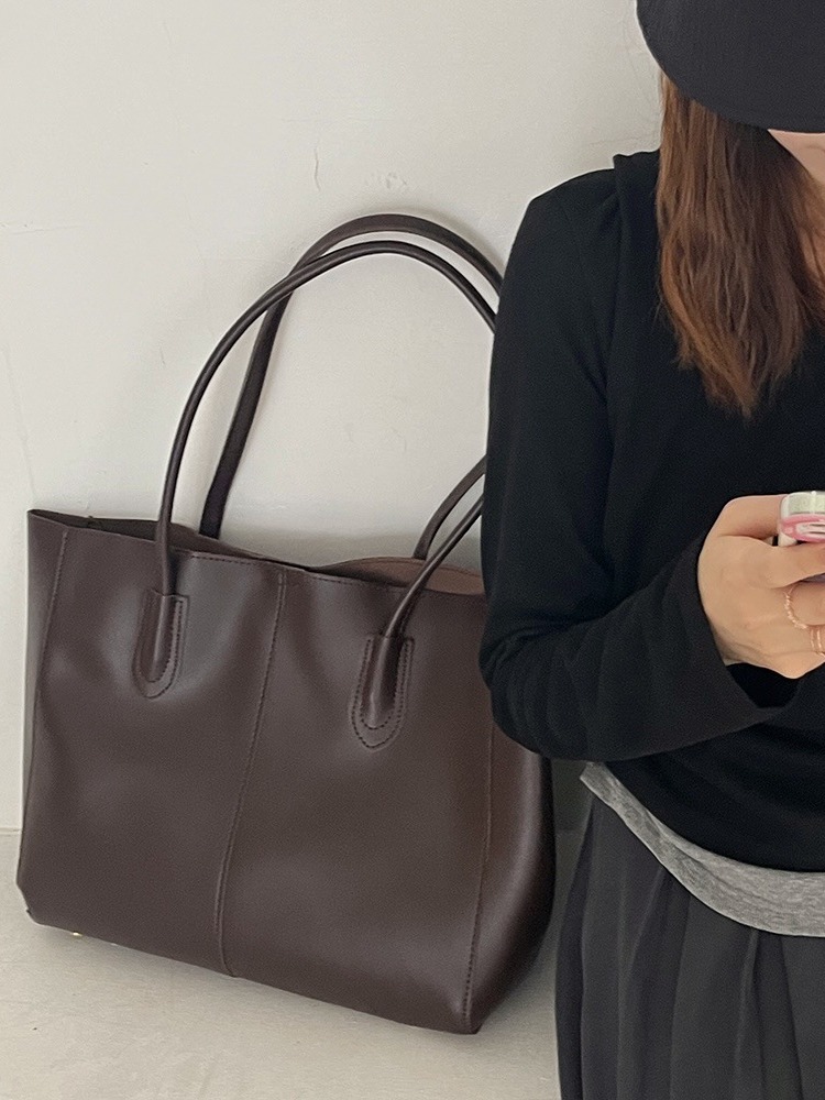 女性のための革のトートバッグ,良質,シンプル,大容量,正方形 - Luxury Bags Collection のレビューと価格