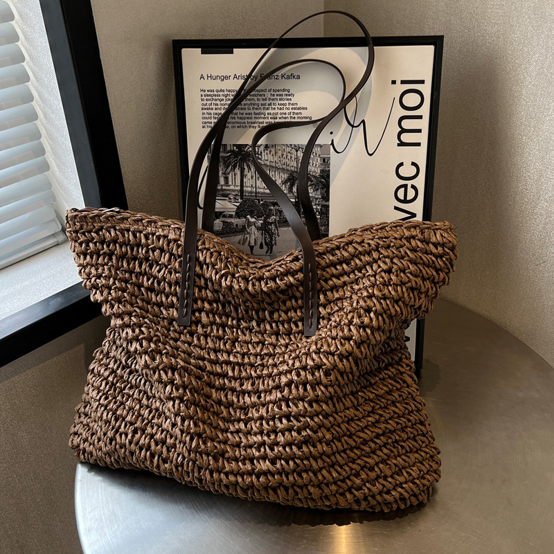 女性のための大きな編まれたストローバッグ,ビーチバッグ,大容 - Luxury Bags Collection のレビューと価格