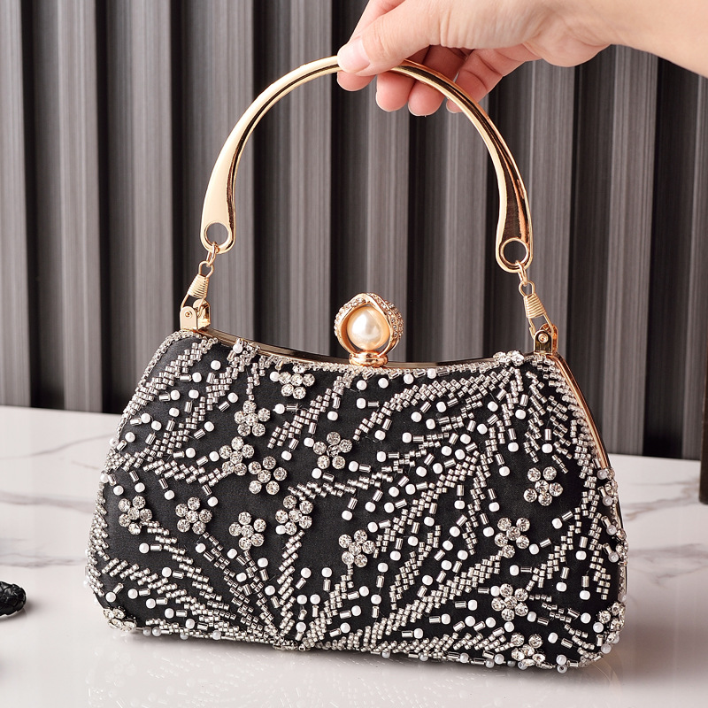 黒のハンドバッグビーズ刺繍ヴィンテージ女性用パーティーバッグ - Luxury Bags China Wholesale のレビューと価格