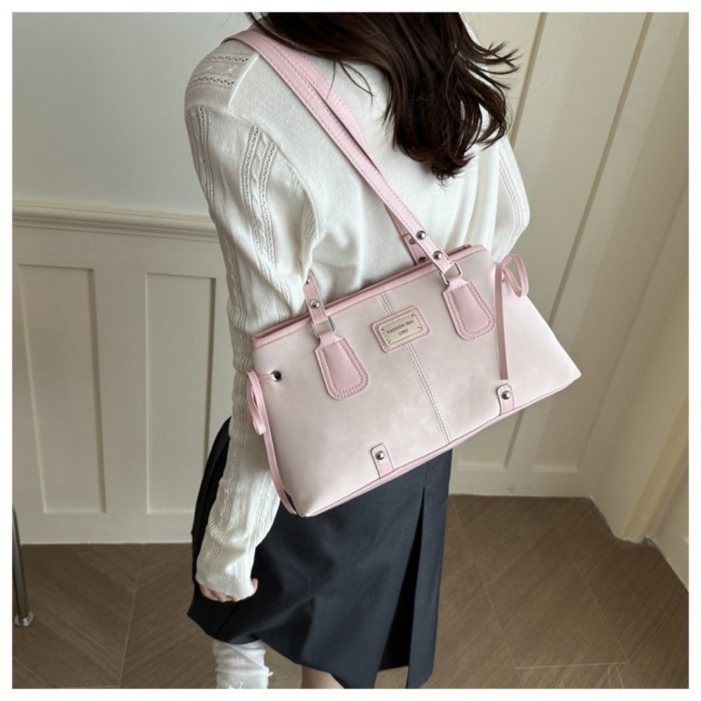 ミニマリストフェイクレザートートバッグ ジップトップ構造ショ - Structured Handbag Top Handle のレビューと価格