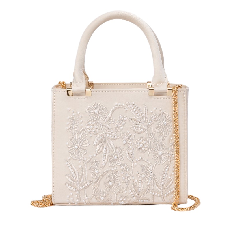 刺繍入りパールハンドバッグ ヴィンテージ エレガントな構造の - Structured Handbag Top Handle のレビューと価格