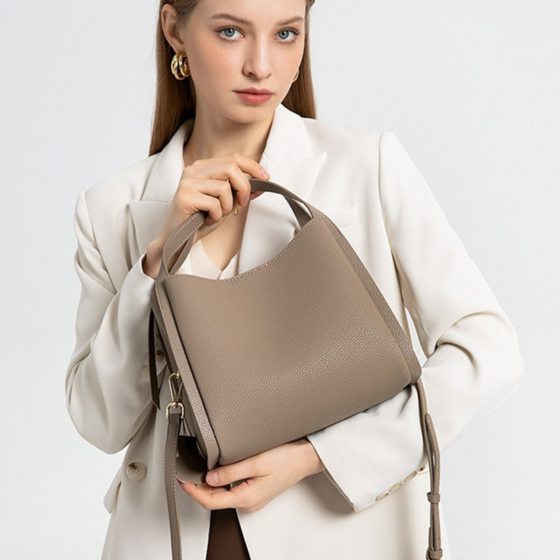 BURMINSA 本物のペブルドレザーバケットバッグ女性の高 - Structured Handbag Top Handle のレビューと価格