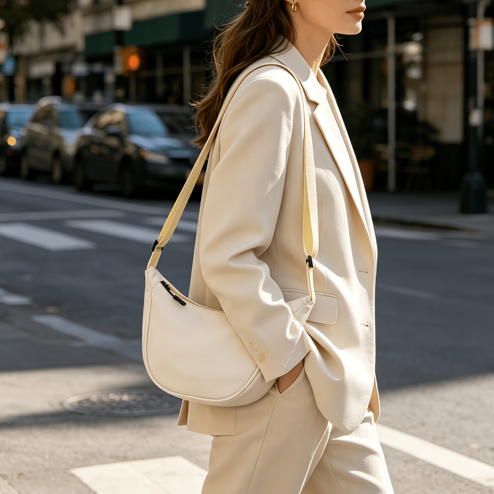 新しい女性用クロスボディバッグ、軽量で大容量の半月型クロスボ - Quiet Luxury Bags Crossbody のレビューと価格